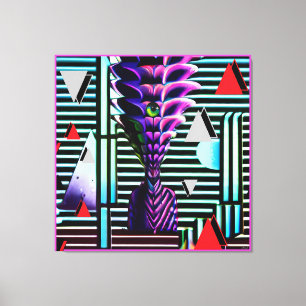 Impressão Em Tela Deus Tiki Estranho na Festa de Design de Memphis