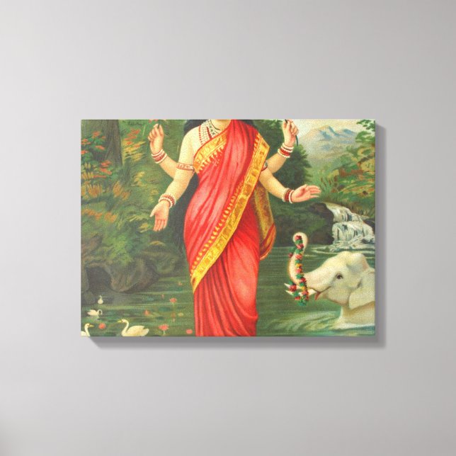 Impressão Em Tela Deusa Lakshmi - Raja Ravi Varma (Frente)
