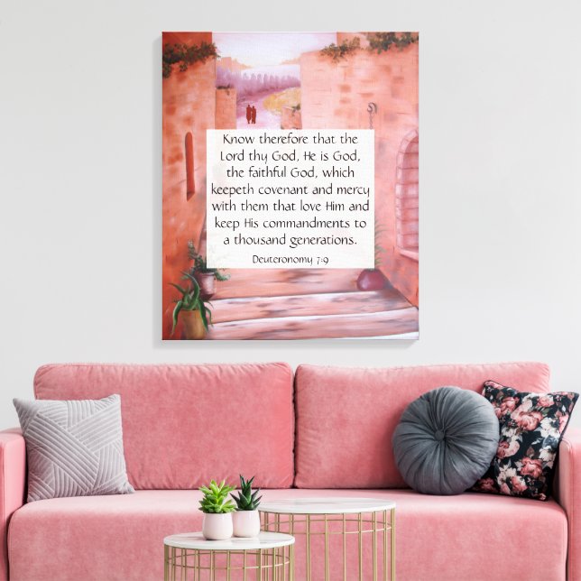 Impressão Em Tela Deuteronomia 7:9 (Insitu(Sala de estar))