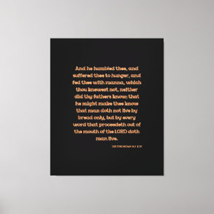 Impressão Em Tela Deuteronomia 8:3 Bíblia Verse KJV Wall Art