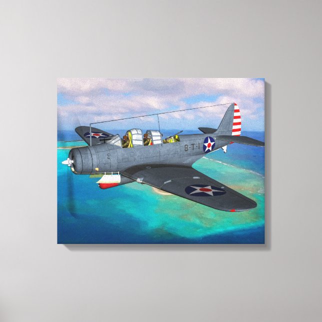 Impressão Em Tela Devastador TBD-1 sobre a Ilha Midway (Frente)
