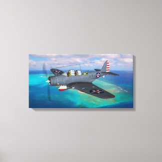 Impressão Em Tela Devastador TBD-1 sobre a Ilha Midway
