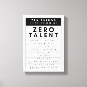 Impressão Em Tela Dez Coisas Que Requerem Um Talento Zero