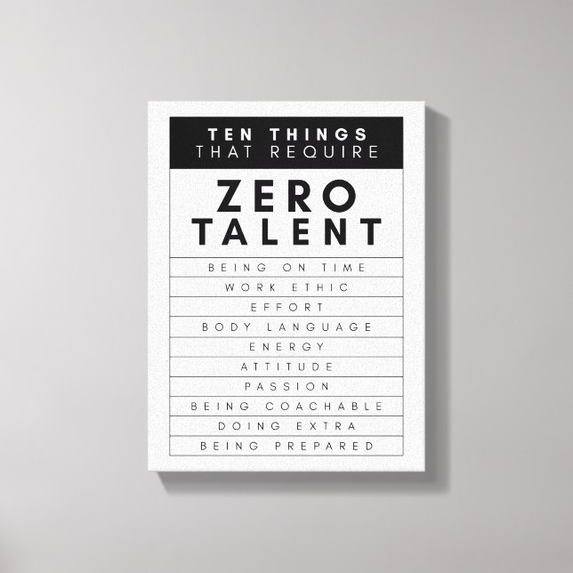 Impressão Em Tela Dez Coisas Que Requerem Zero Talento (Frente)
