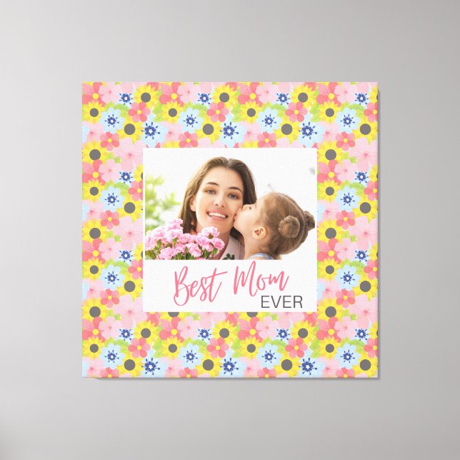Impressão Em Tela Dia de as mães Feliz, Melhor Mãe de sempre (Frente)
