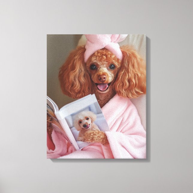 Impressão Em Tela Dia de Leitura de Poodle (Frente)