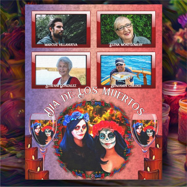 Impressão Em Tela Dia de Los Muertos Catrinas Família Altar 1718 Art (Criador carregado)