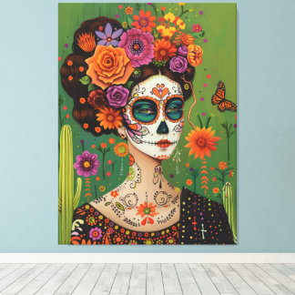 Impressão Em Tela Dia de muertos, estética mexicana