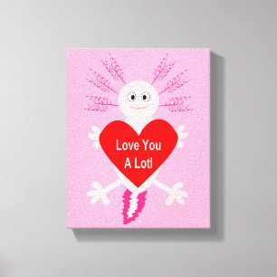 Impressão Em Tela Dia de os namorados Love Heart Axolotl