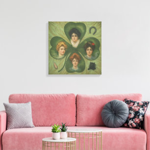 Impressão Em Tela Dia de São Patrício Arte Vintage da Sorte da Senho
