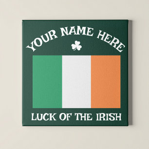Impressão Em Tela Dia de São Patrício Bandeira da Irlanda Nome Perso