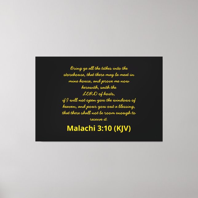 Impressão Em Tela Dia do ano novo Bíblia Verse Malachi 3:10 (KJV) (Frente)