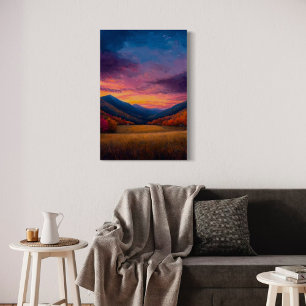 Impressão Em Tela Dia do Jogo - Vibrante Paisagem Sunset do Outono