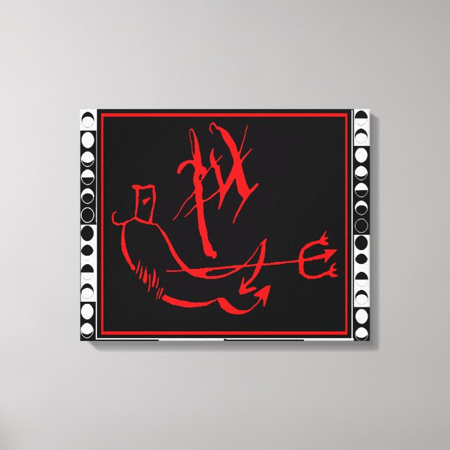 Impressão Em Tela Diabo com Fases da Lua (Frente)