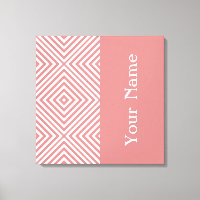 Impressão Em Tela Diamond Chevron rosa com nome @ Emporiomoffa (Frente)