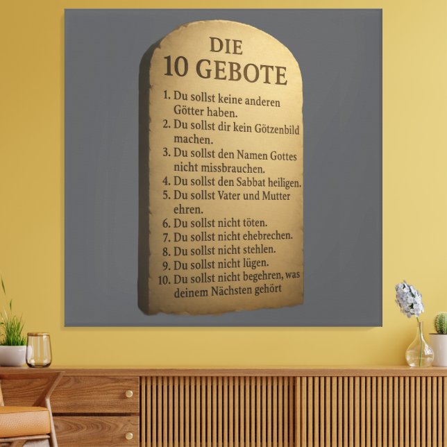 Impressão Em Tela „Die 10 Gebote – Gottes Weisung in Stein“ (Insitu(Sala de estar))