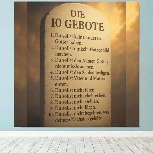 Impressão Em Tela „Die 10 Gebote – Gottes Weisung in Stein“ (Insitu(piso de madeira))
