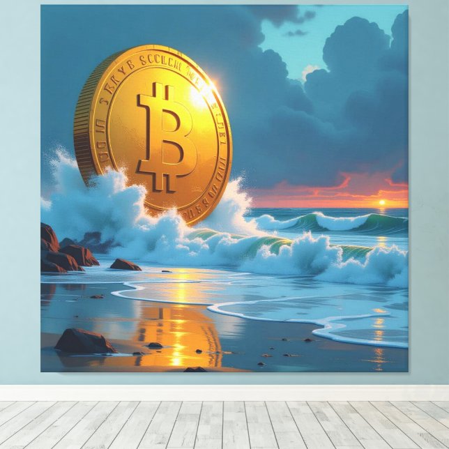 Impressão Em Tela Die Bitcoin-Welle – Aufstieg der digitalen Macht“ (Insitu(piso de madeira))