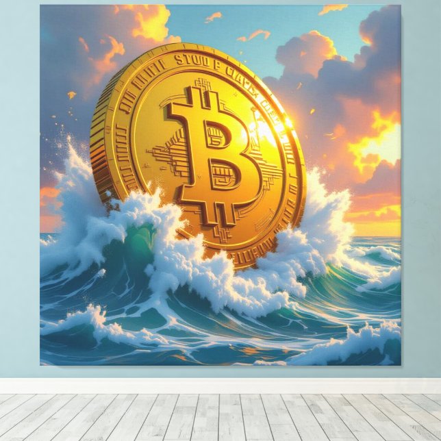 Impressão Em Tela Die Bitcoin-Welle – Aufstieg der digitalen Macht“ (Insitu(piso de madeira))