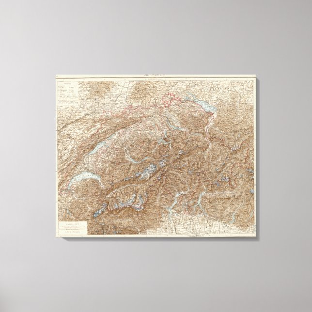 Impressão Em Tela Die Schweiz, Mapa do Atlas de Suiça (Frente)