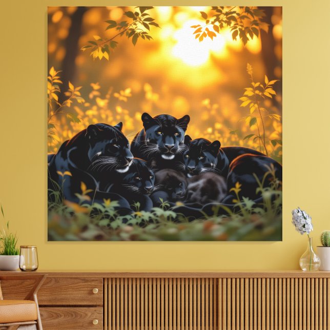 Impressão Em Tela   Die stille Eleganz der Pantherfamilie   (Insitu(Sala de estar))