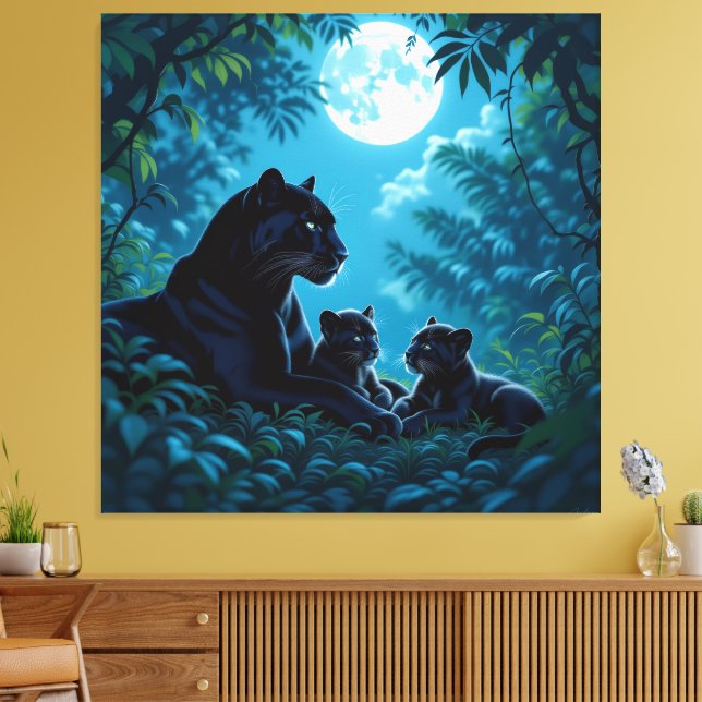 Impressão Em Tela   Die stille Eleganz der Pantherfamilie   (Insitu(Sala de estar))