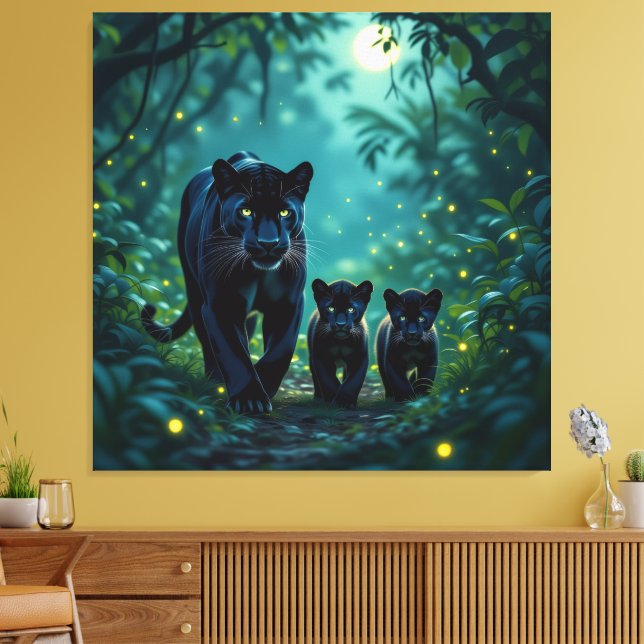 Impressão Em Tela   Die stille Eleganz der Pantherfamilie   (Insitu(Sala de estar))