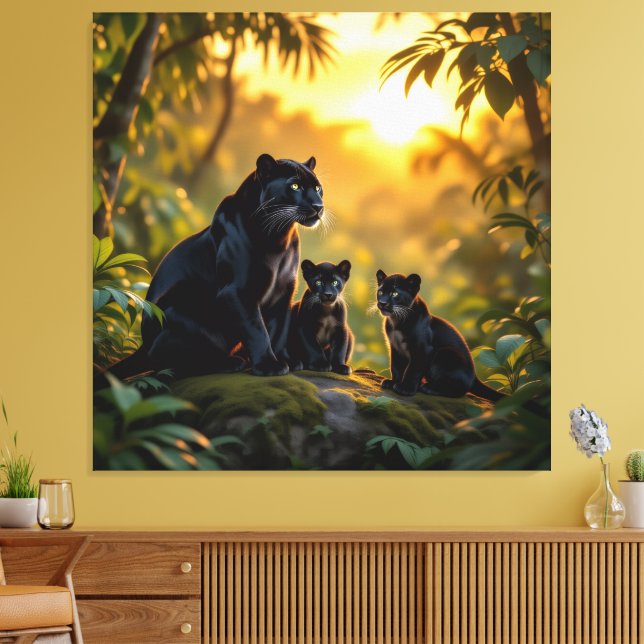 Impressão Em Tela   Die stille Eleganz der Pantherfamilie   (Insitu(Sala de estar))