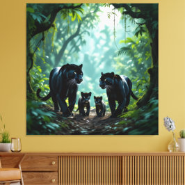 Impressão Em Tela   Die stille Eleganz der Pantherfamilie  