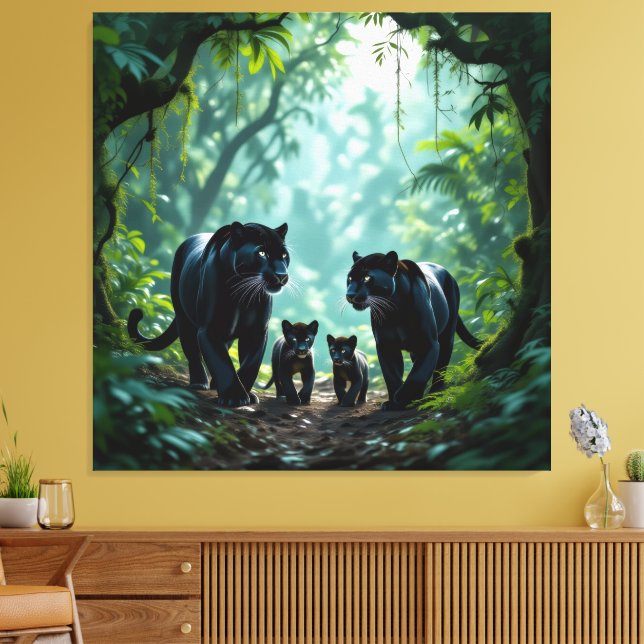 Impressão Em Tela   Die stille Eleganz der Pantherfamilie   (Insitu(Sala de estar))