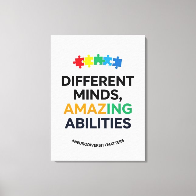 Impressão Em Tela Different Minds Amazing Abilities Awareness Art (Frente)