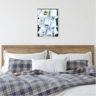 Impressão Em Tela Digitalis Floral Branca com Manchas Rosas