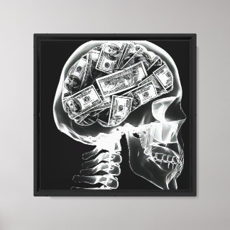 Impressão Em Tela Dinheiro da Arte de Raios-X da Mente do Caveira