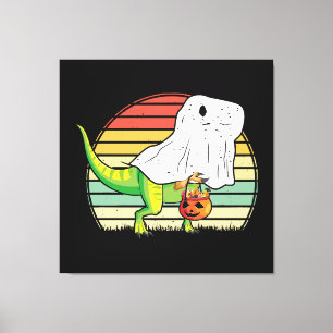 Impressão Em Tela Dino Fantasma Engraçado Halloween