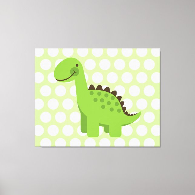 Impressão Em Tela Dinossauro Verde Bonito (Frente)