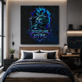 Impressão Em Tela Disciplina Sobre Hype Blue Grunge Bitcoin