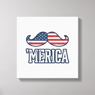 Impressão Em Tela Distressed America Mustache Patriotic Vector Desig