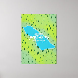 Impressão Em Tela Distrito do lago Loweswater, lago, mapa do viagem