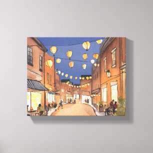 Impressão Em Tela Distrito Italiano do North End   Boston MA Aquarel