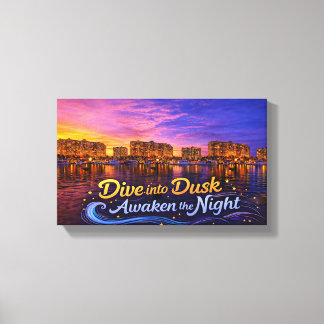 Impressão Em Tela Dive Into Dusk Awaken the Night Sunset Waterfront 