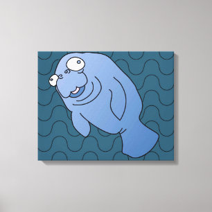 Impressão Em Tela Diversão de Ilustração de Cartões Manatee