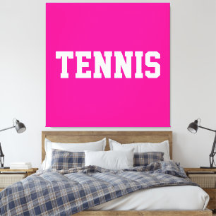 Impressão Em Tela Diversão Esportiva Rosa Vibrante Texto de TENIS At