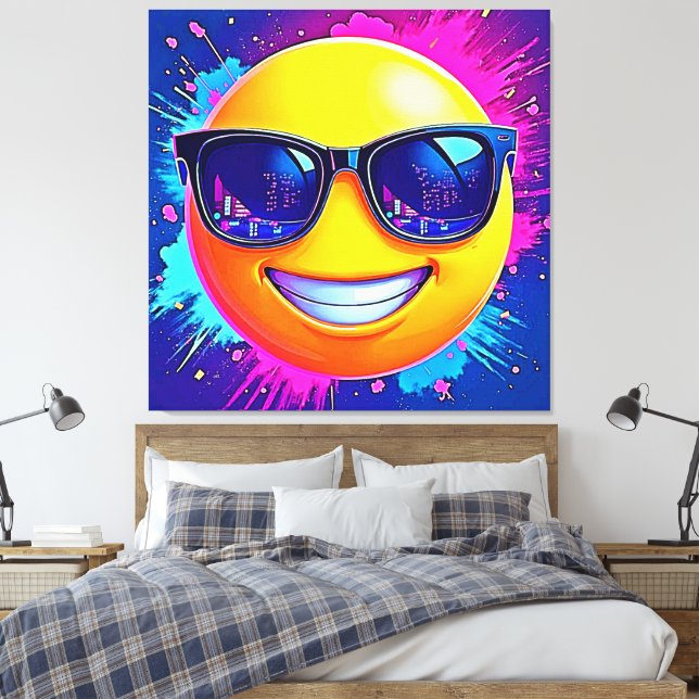 Impressão Em Tela Diversão legal 😎 Emoji Splash (Insitu(Quarto))
