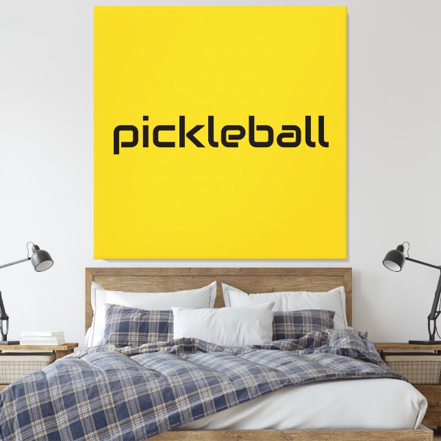 Impressão Em Tela Diversão Moderna Texto Negra Do PICKLEBALL Em Amar (Insitu(Quarto))