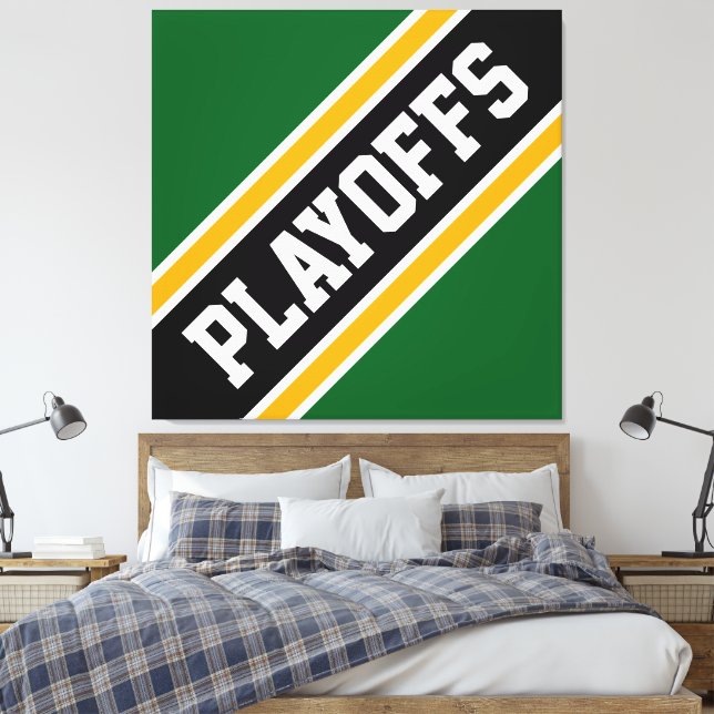 Impressão Em Tela Diversão PLAYOFFS - Grelha Amarelo Verde Atlético  (Insitu(Quarto))