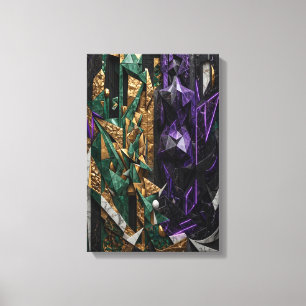 Impressão Em Tela Divindades Cubistas Esmeralda e Ametista Mosaico d
