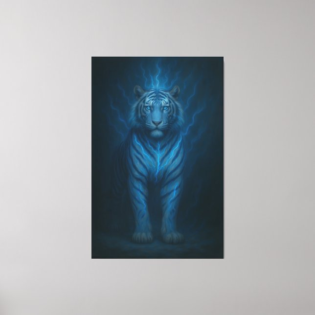 Impressão Em Tela Divine Blue Lightning White Tiger – Celestial Stor (Frente)