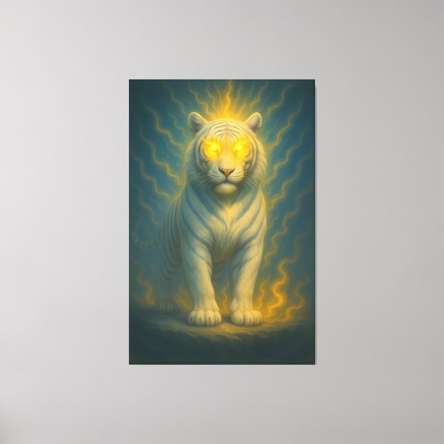 Impressão Em Tela Divine Light-Eyed White Tiger | ManJiangHong Fine  (Frente)