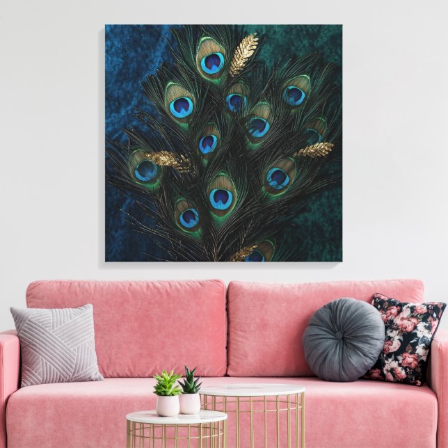 Impressão Em Tela Divine Peacock Feathers Wall Art | Boho Spiritual  (Insitu(Sala de estar))