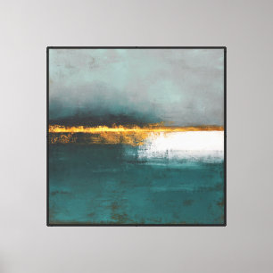Impressão Em Tela Divisor Dourado – Arte Abstrata de Parede Horizont
